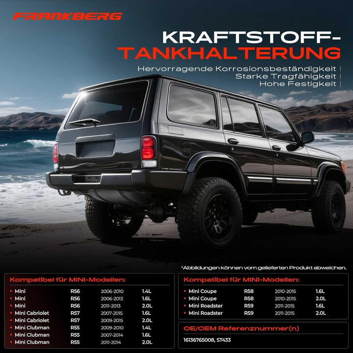 Frankberg 2x Tankbänder Tankband Kompatibel mit M-i-n-i R56 R57 Clubman R55 Coupe R58 R-o-a-d-s-t-e-