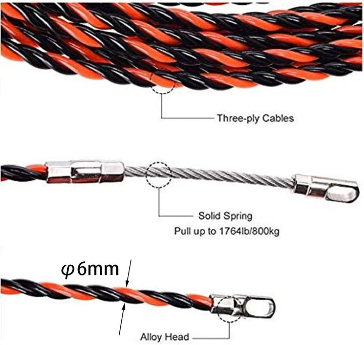 QZATACAEN Fish Line Wire Puller Through Wall Wire Threader Fish Plus Fish Cable Lock with Easy Grip