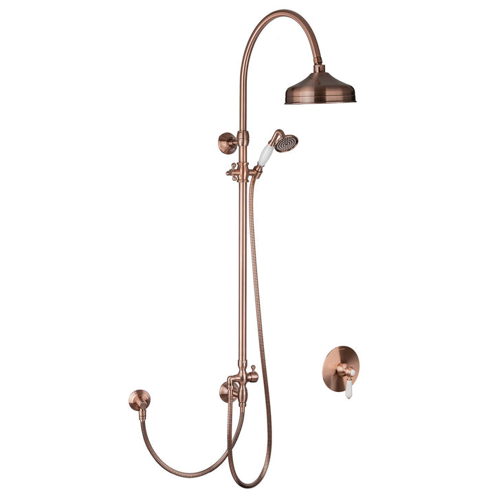 Kupfer Dusch-Set mit Unterputz-Armatur Nostalgie Retro Duschsystem Aufputz Dusche mit Unterputzarmat