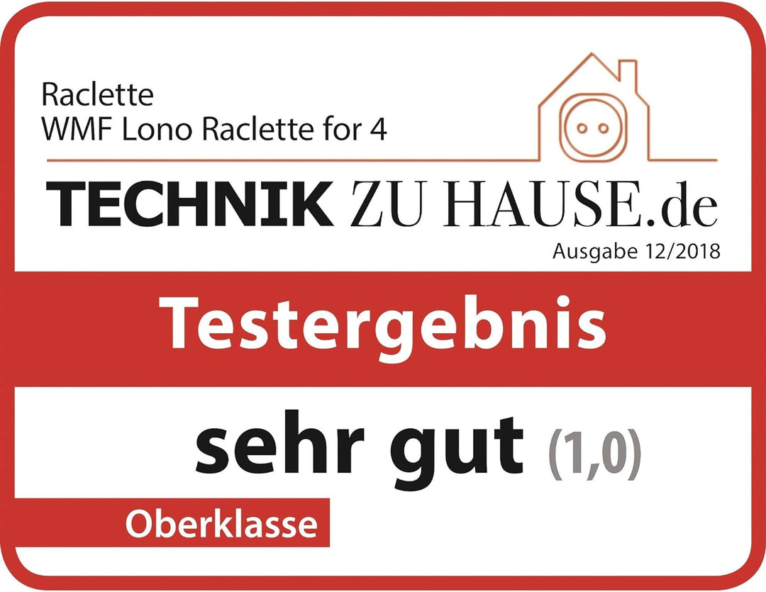 WMF Lono Raclette Grill mit Pfännchen und Schiebern, Raclette 4 Personen, 870 W, edelstahl