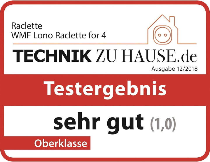 WMF Lono Raclette Grill mit Pfännchen und Schiebern, Raclette 4 Personen, 870 W, edelstahl