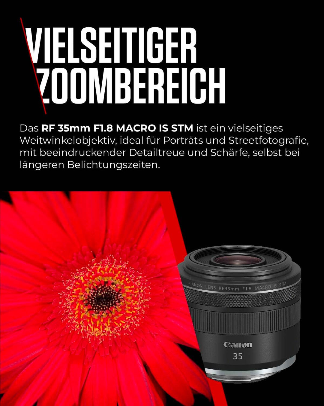 Canon RF Objektiv 35mm F1.8 MACRO IS STM, Weitwinkel-Festbrennweite mit 5-Stufen-Stabilisator für St