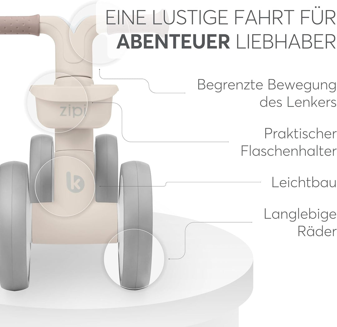 KikkaBoo ZIPI Fahrrad Ohne Pedale, Laufrad mit Korb, Einstellbar, Kinderspielzeug, Baby-Geschenk Bei