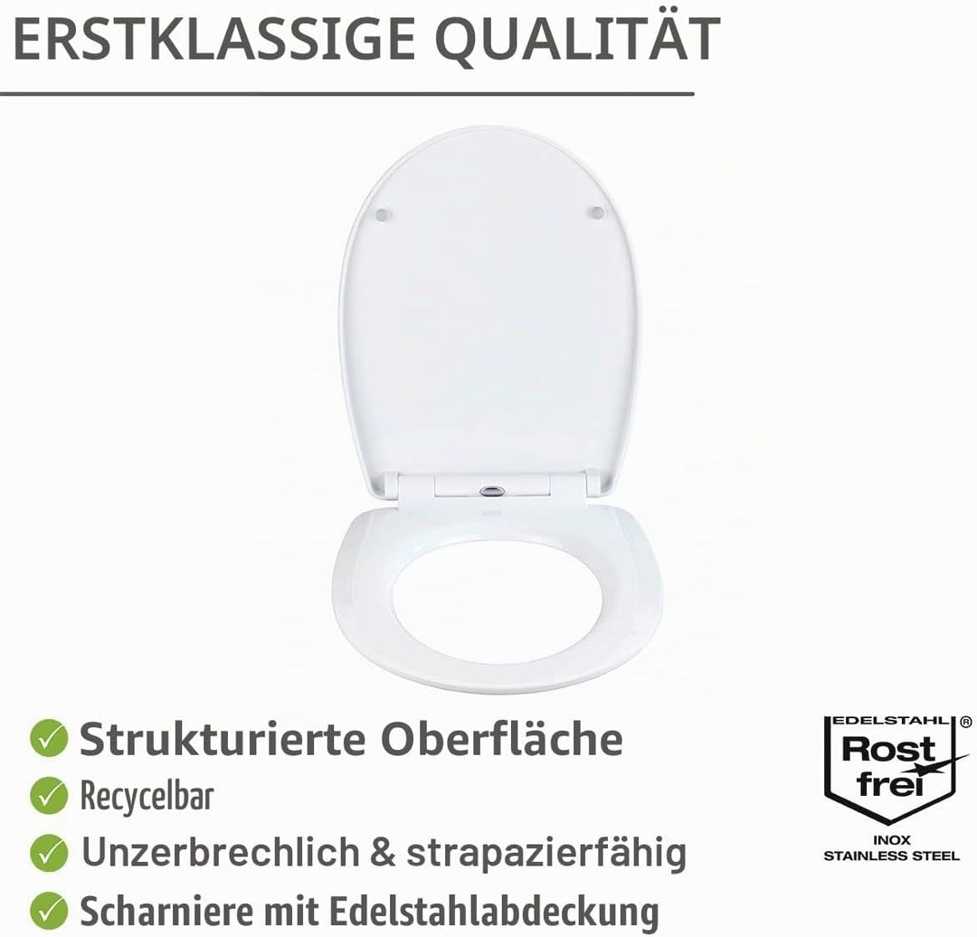 WENKO WC-Sitz Mod. Cement mit Relief, strukturierte Oberfläche in Betonoptik, Toilettendeckel mit Ab