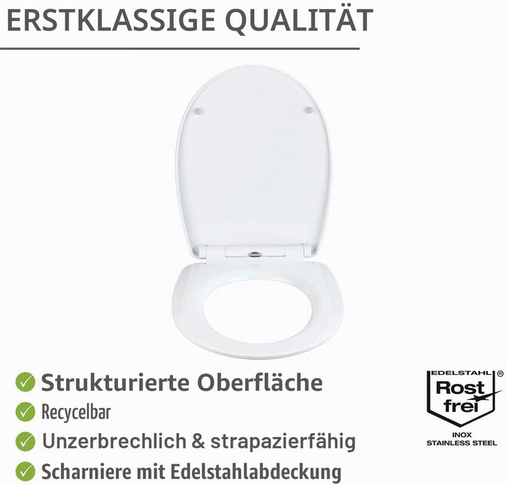 WENKO WC-Sitz Mod. Cement mit Relief, strukturierte Oberfläche in Betonoptik, Toilettendeckel mit Ab