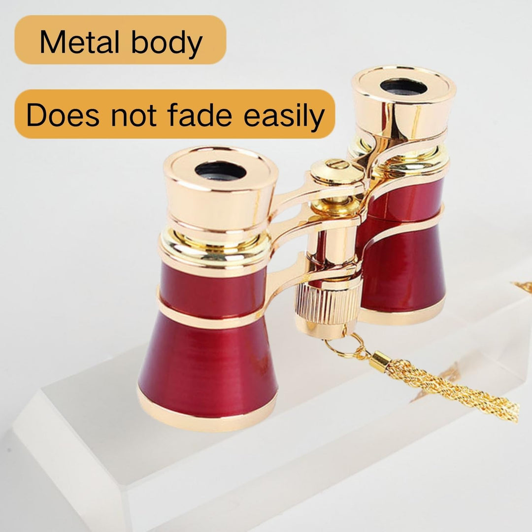 ANGEEK 3 x 25 Classic Foldable Opera Glasses Binoculars Metal Body with Chain Optical Lens Theater T