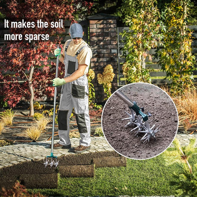 Hortem Rotations-Kultivator-Set, 63,5 cm - 160 cm verstellbare Gartenfräse und handgehaltenes Garten