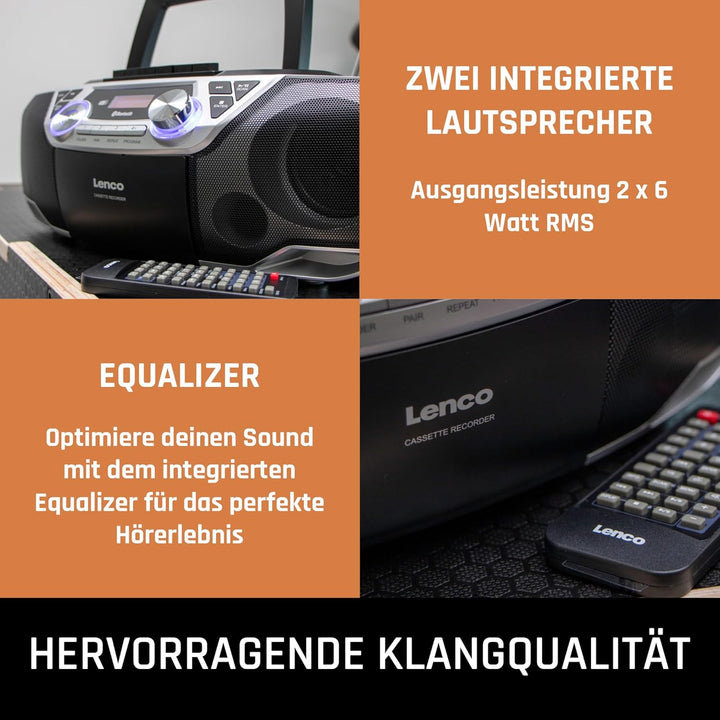 Lenco SCD-720 - Boombox DAB+ - Bluetooth 5.0 - Toploader CD/MP3-Player - Kassettendeck - FM Radio -