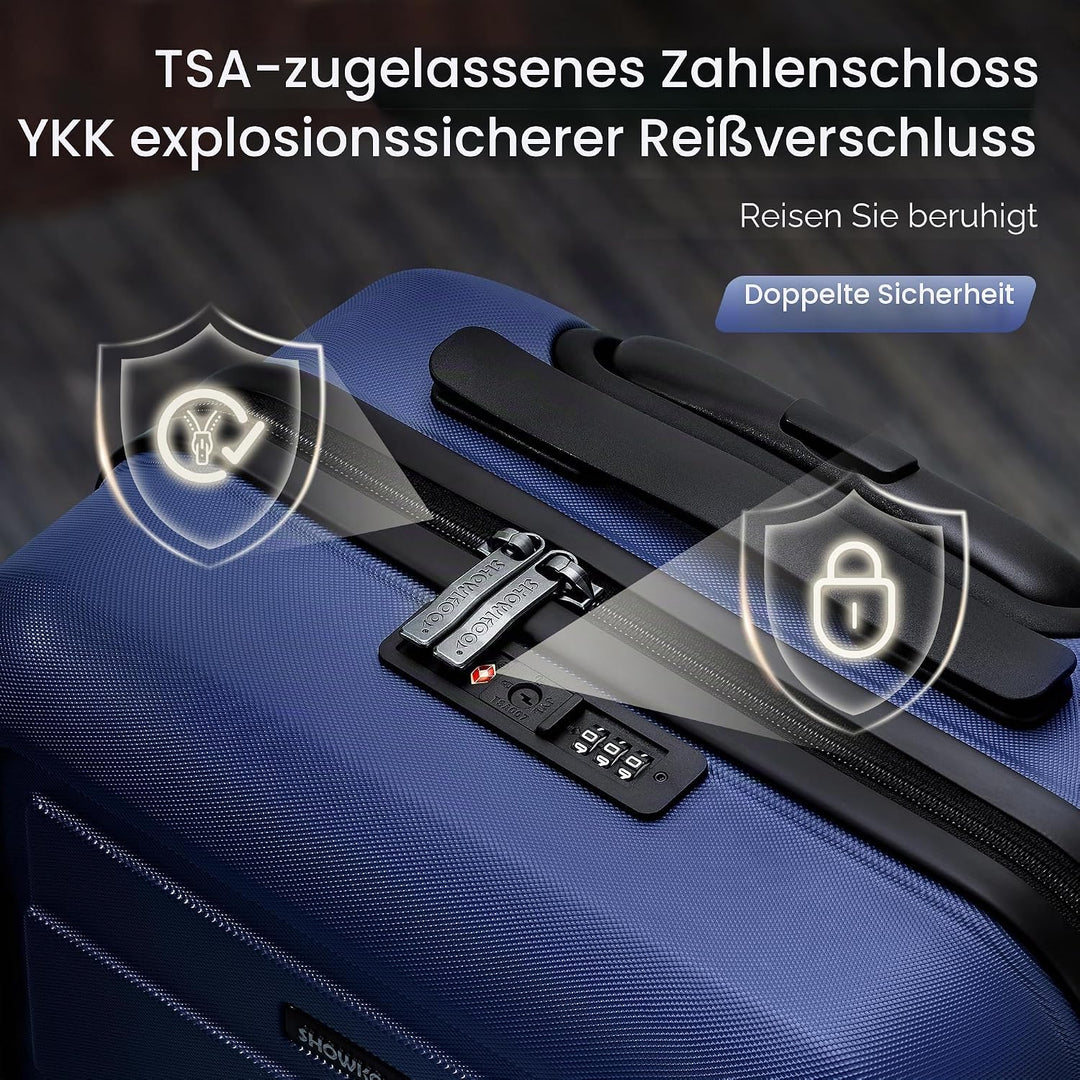 SHOWKOO Kofferset 3 Teilig Hartschale Leicht ABS+PC Erweiterbar Reisekoffer Haltbar Trolley Handgepä