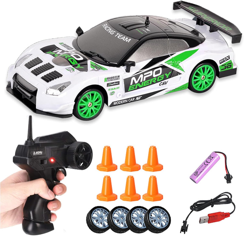 Siereolly RC Drift Car 1:24 Ferngesteuertes Auto 2,4Ghz Spielzeugauto 15km/h 4WD Ferngesteuertes Ren