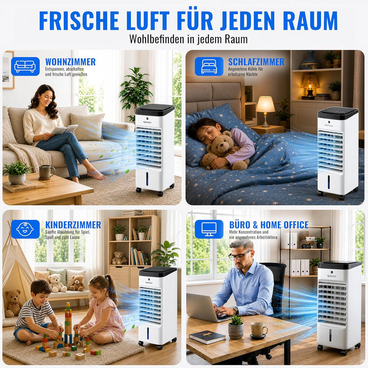 ZENET ZET-483 Luftkühler & Klimaanlage ohne Abluftschlauch: Mini Klimagerät & Ventilator mit Wasserk