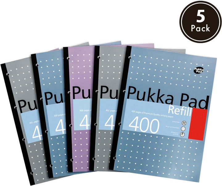 Pukka Pads Nachfüllblock, A4, 400 Seiten, 5 Stück Einzeln 5 weiss, Einzeln