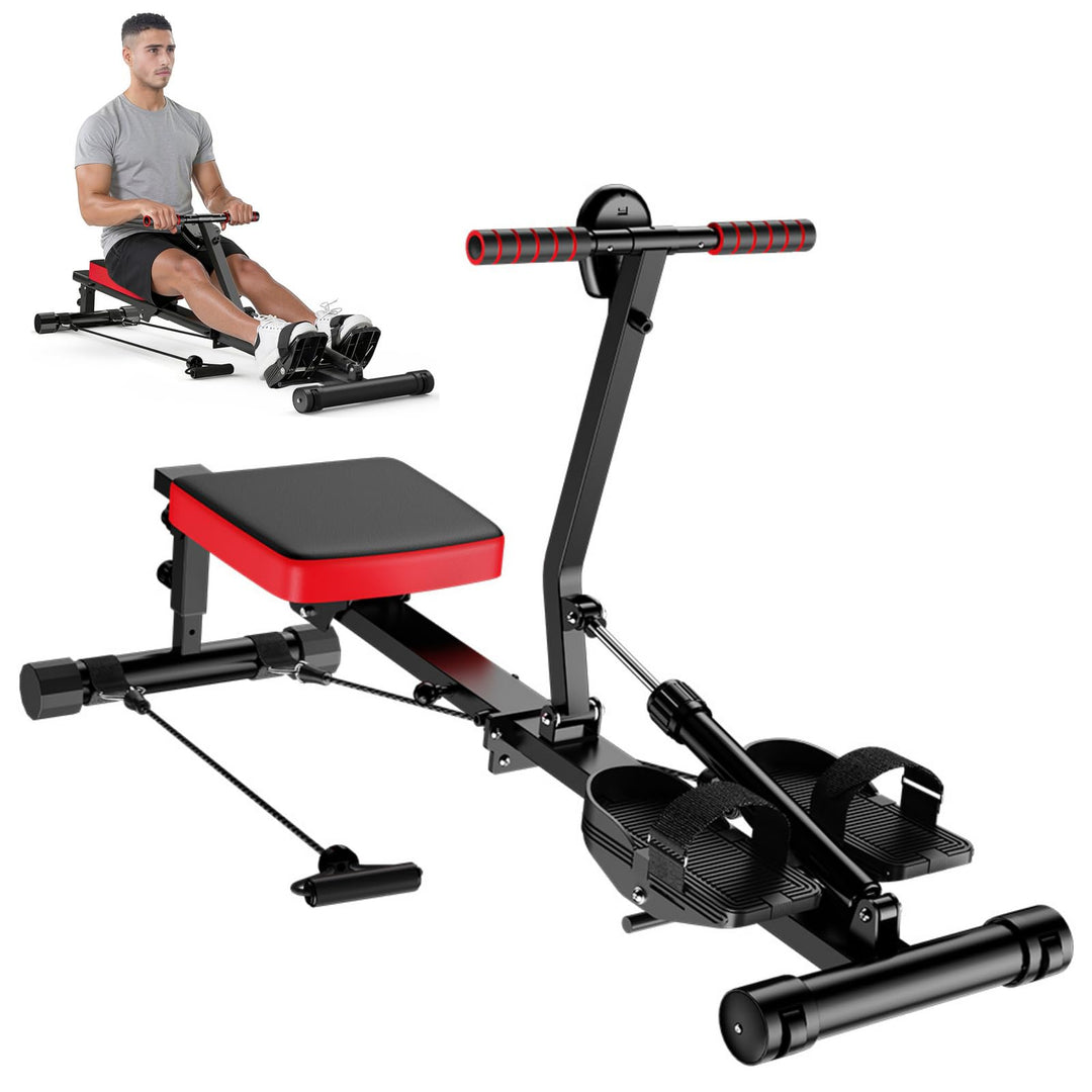 Rudergerät für Zuhause Hydraulisch Rowing Machines, 12 Widerstandsstufen, 180KG Belastbarkeit, Ganzk