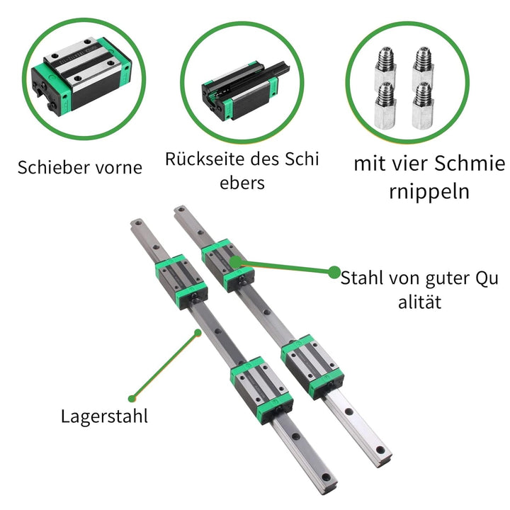 HGR15 1200mm 2 Stück Linearschiene mit 4 Stück HGH15CA Lagerkissen Blöcke 15mm für DIY 3D Drucker un