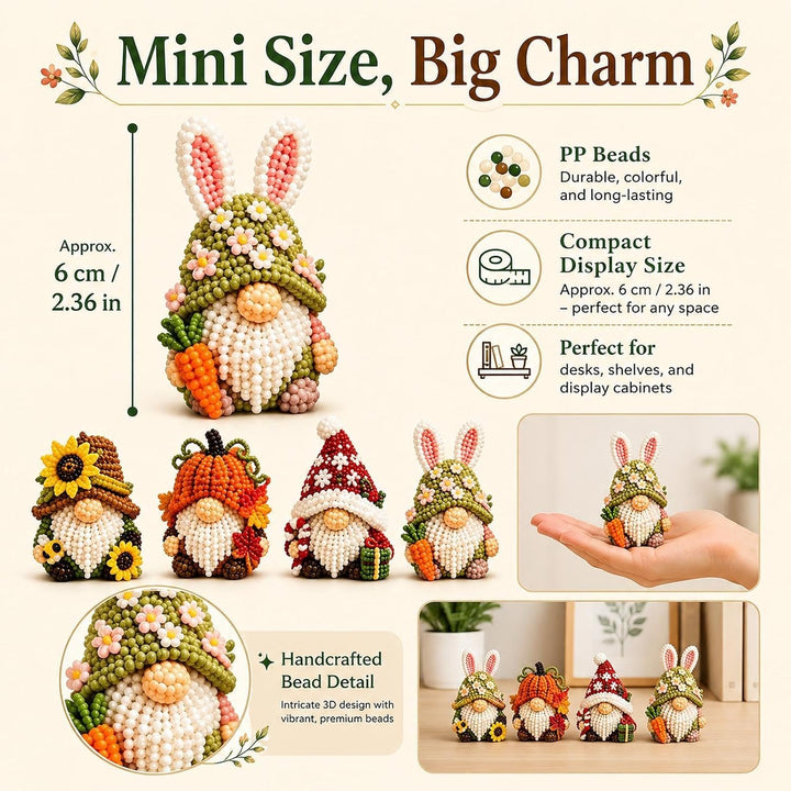 Generisch DIY 3D-Perlenwichtel-Bastelset Tiny 3D Beaded DIY Kit für Erwachsene und Jugendliche Mit 4