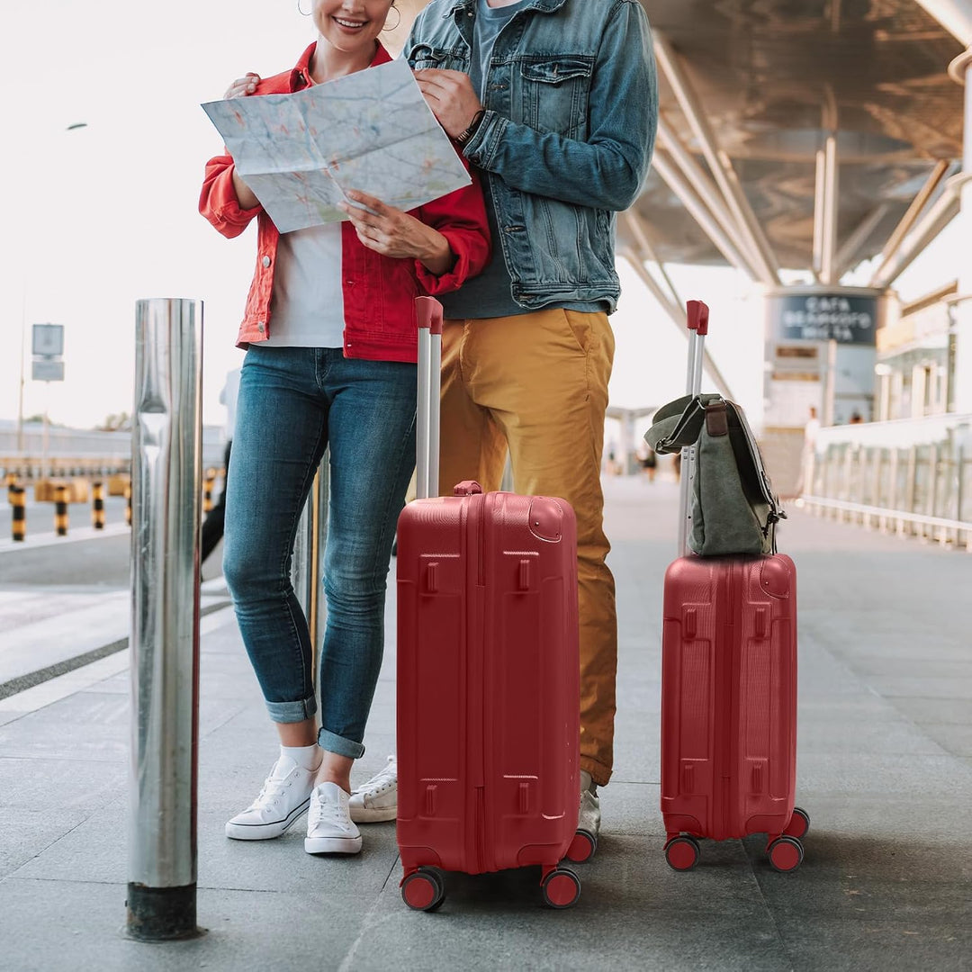 LEADZM Kofferset 3 teilig, Reisekoffer Set mit Eckenschutz, Koffer Set Hartschalen-Trolley aus ABS m