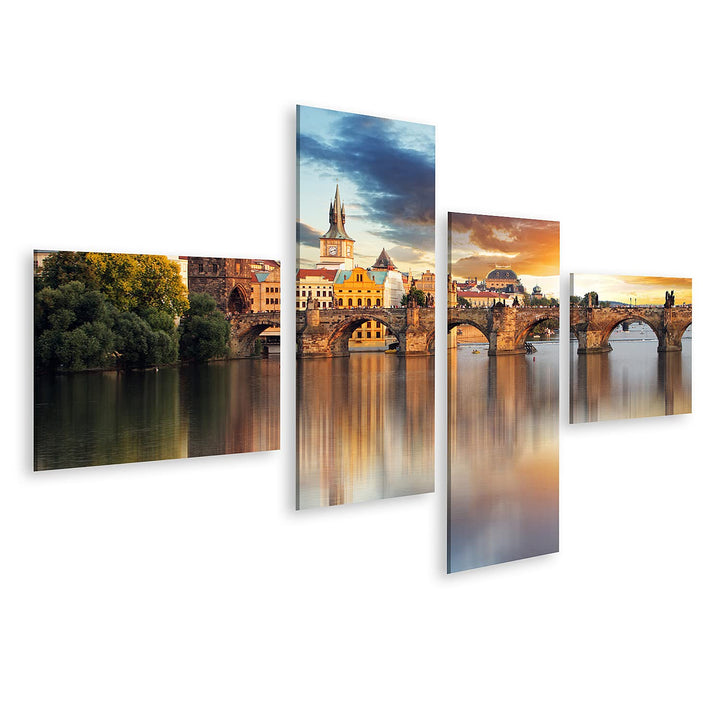 islandburner Bild auf Leinwand Prag Karlsbrücke Tschechische Republik Bilder Wandbilder Poster 150x8