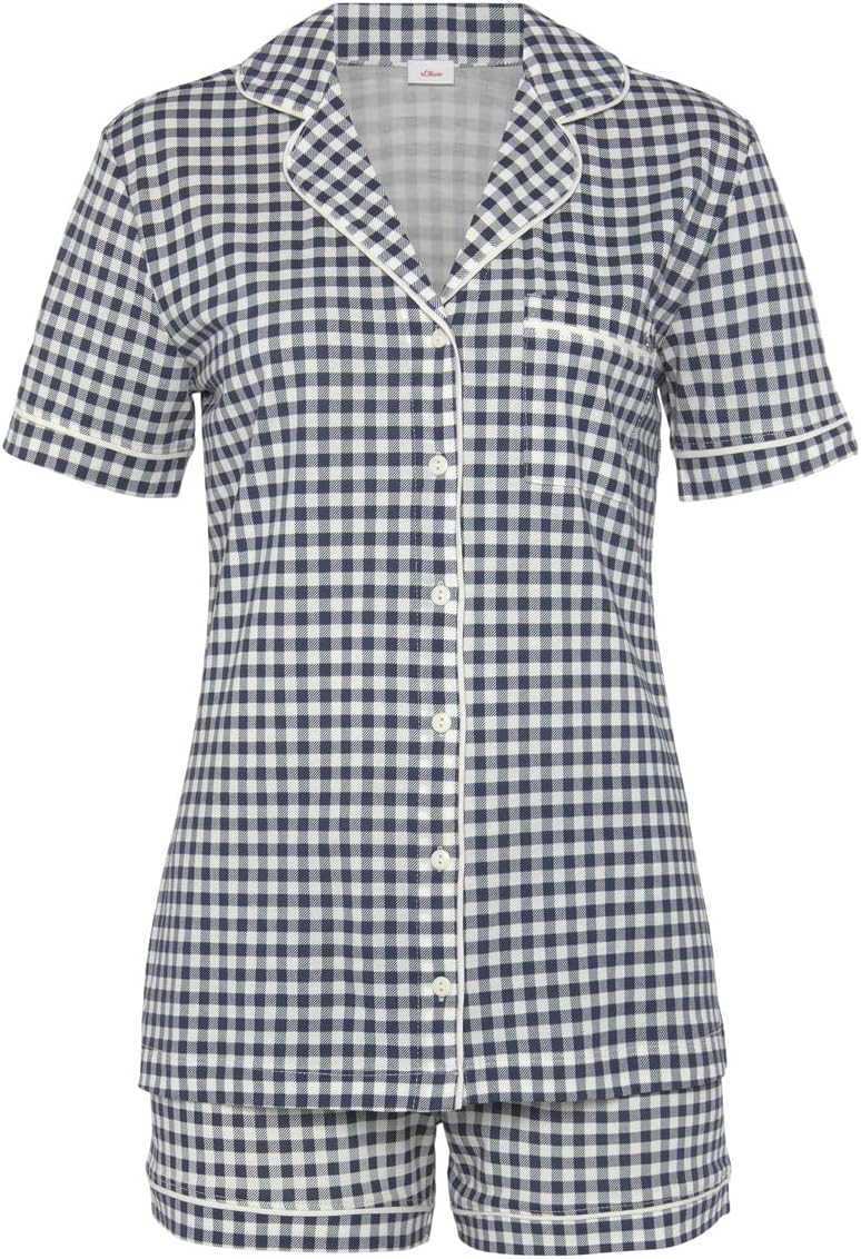 s.Oliver Damen Pyjamaset 44-46 Navy Kariert, 44-46 Navy Kariert