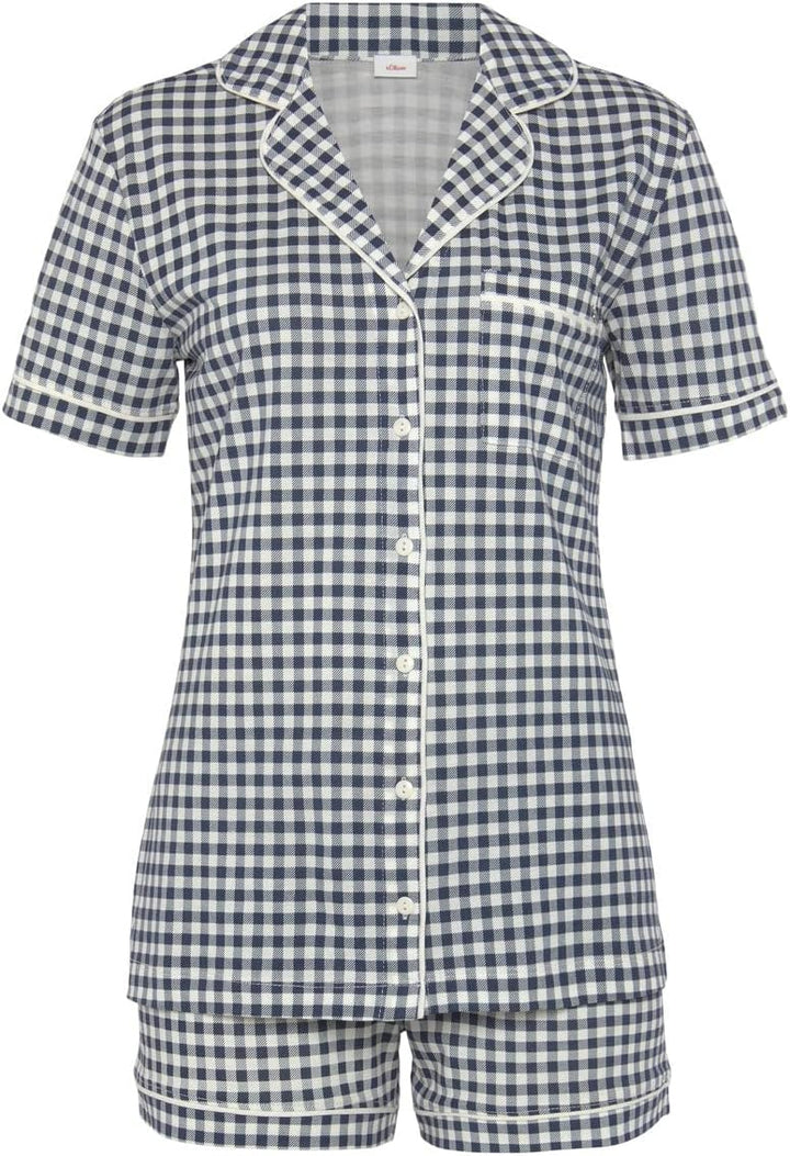 s.Oliver Damen Pyjamaset 44-46 Navy Kariert, 44-46 Navy Kariert