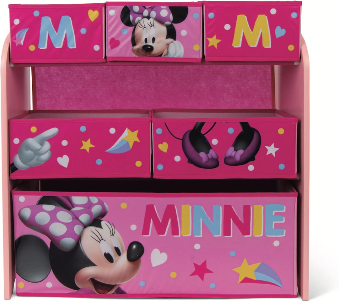 ARDITEX – Organizer aus Holz mit 6 Textilboxen mit Minnie-Mouse-Motiv von Disney – 62x30x60cm – Farb