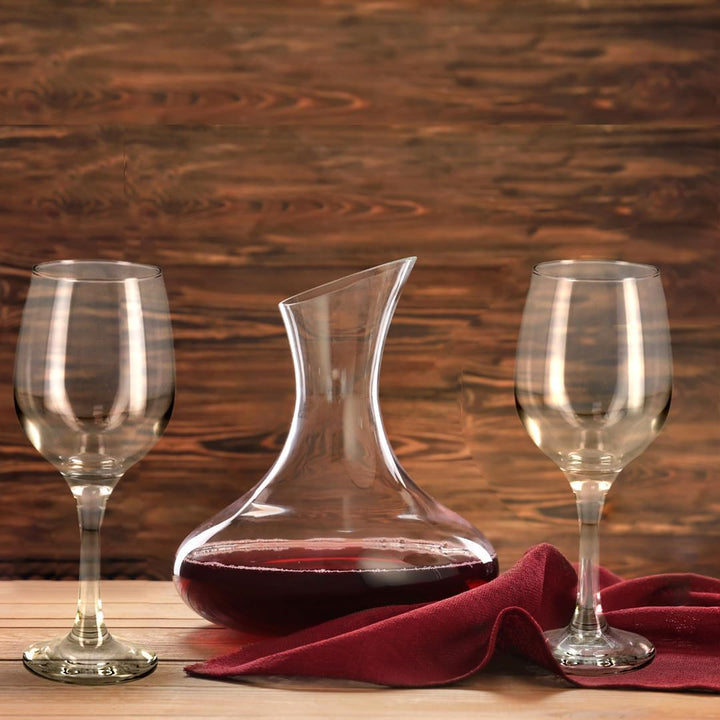 Ma Maison Weindekanter Set 1,6 lt + 6 Glaskelche 300cc -Widerstandsfähiges Glas - für Rotwein Weissw