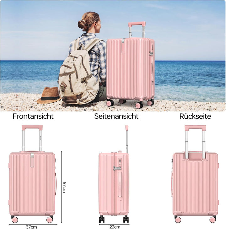 MGOB Koffer Handgepäck Hartschalen in Polycarbonat Reisekoffer mit 4 Rollen und Haken | 55x37x22cm |