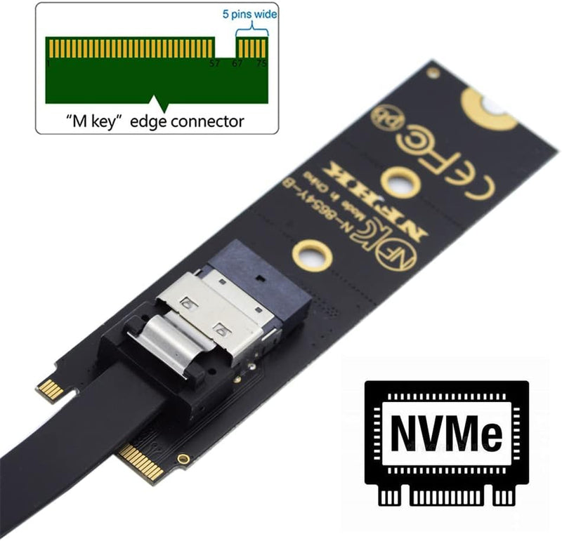 NFHK NGFF M-Key NVME Stecker auf Buchse Verlängerungskabel 40cm mit SFF-8654 Stecker für Mainboard S