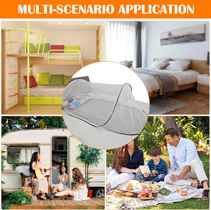 HENGBIRD Moskitonetz Reise, 200 x 80 x 56 cm Pop Up Moskitonetz Bett, Pop-Up Fliegennetzzelt Faltbar