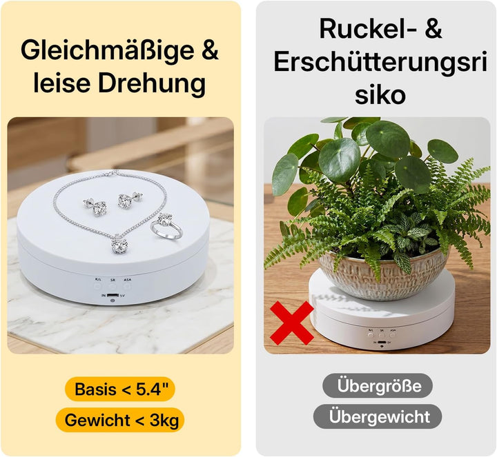 Mcbazel 360-Grad-Drehständer für Fotografie 360°, Elektrisch Drehbarer Drehteller 3KG, Motorisierter