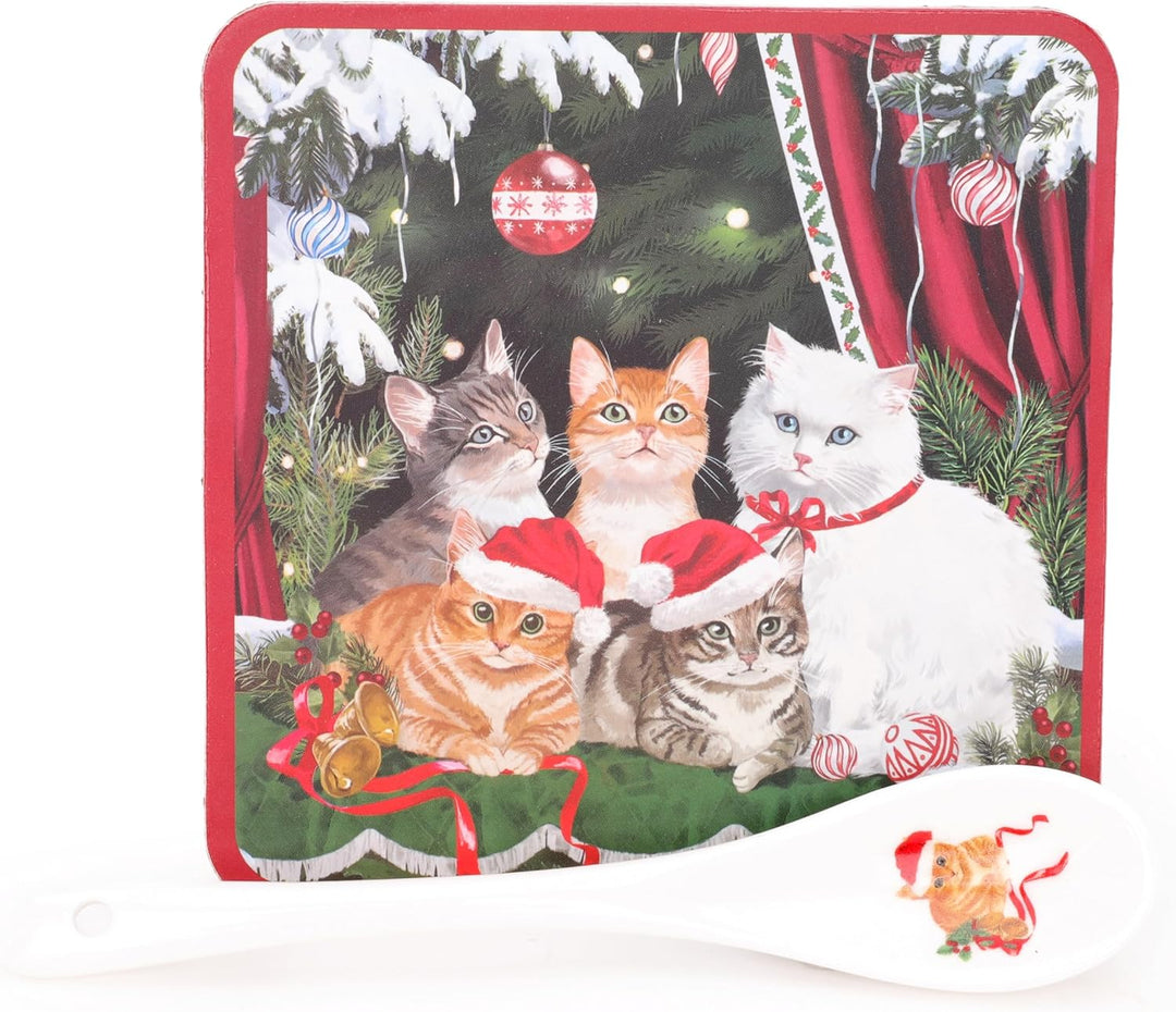 Christmas Concepts® Festive Cat Deluxe Keramikgeschirr-Serie, Teeservice mit 297 ml Tasse, Löffel un