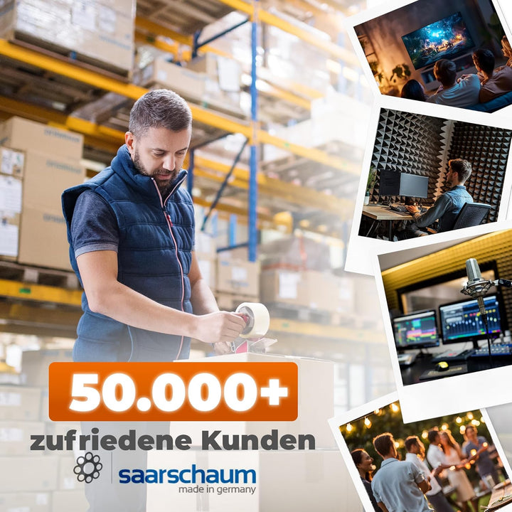 saarschaum Akustikschaumstoff Paneele – Effektive Schallabsorption – Pyramidenschaumstoff 200 x 50 x