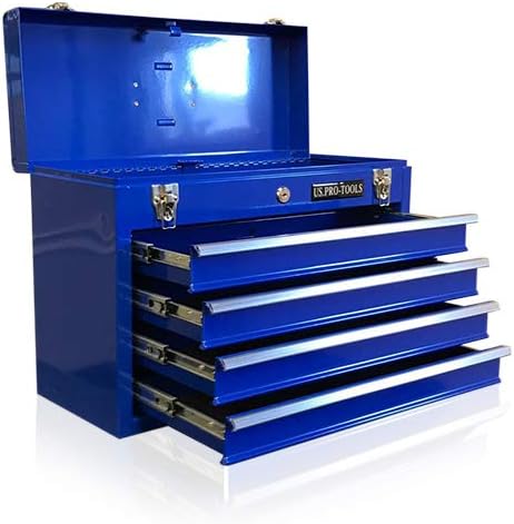 ORIGINAL US PRO TOOLS TOOL BOX TOOL CABINET 4 DRAWER HAND HELD TOOL CHEST PORTABLE BLUE by us pro to
