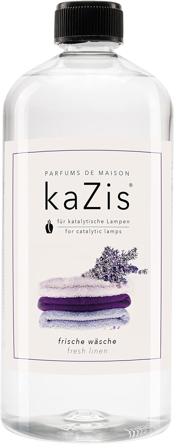 KAZIS® I Starterset katalytische Lampe + 1 Liter Frische Wäsche Duft I transparent Würfel