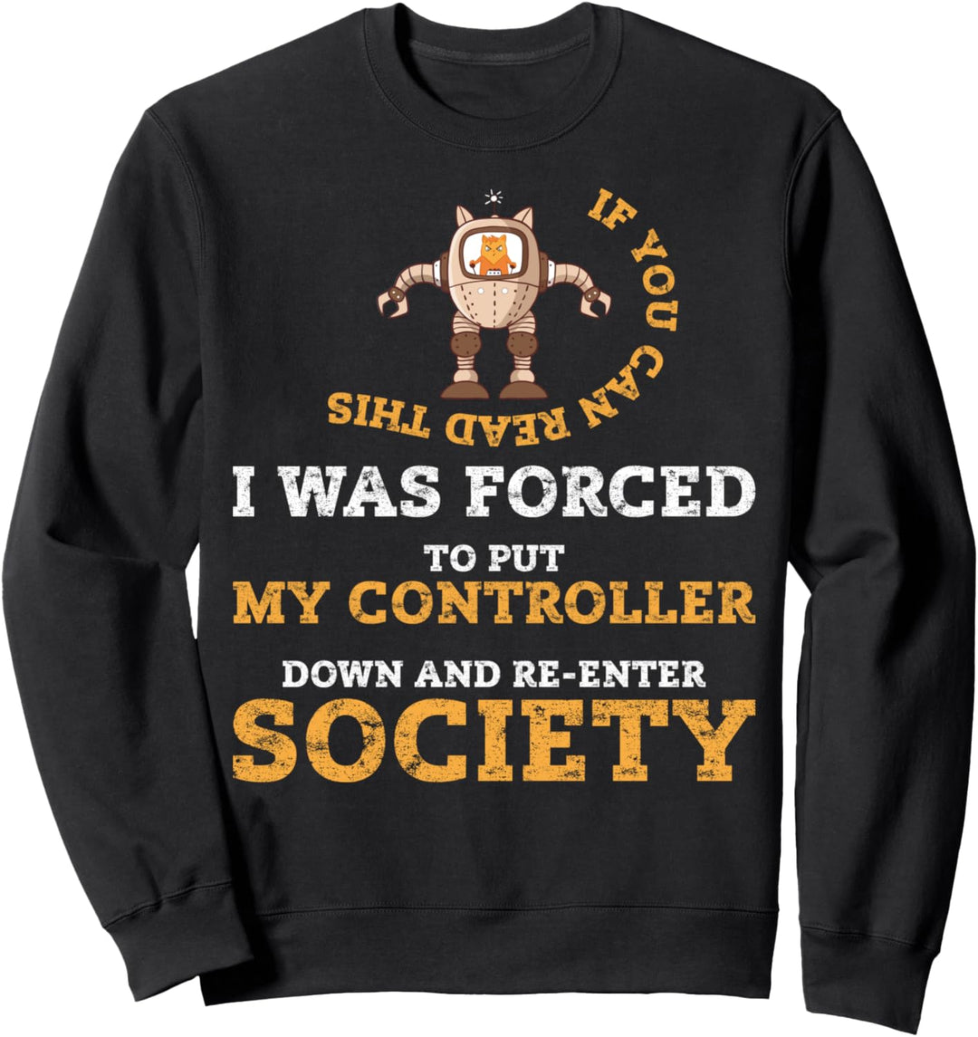 Funny Gaming Gifts Gamer Cat Streamer Gamer Dad Geek Gift Sweatshirt