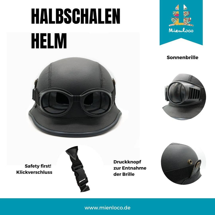 Mienloco Motorrad Jet Helm Harley Chopper Militär Halbschale Biker Mofa Roller Wehrmacht H1