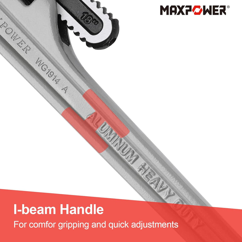 MAXPOWER-Rohrzange 450mm (18 Zoll) Öffnungskapazität 63 mm (2.5 Zoll) Aluminium-Rohrzange Langlebige