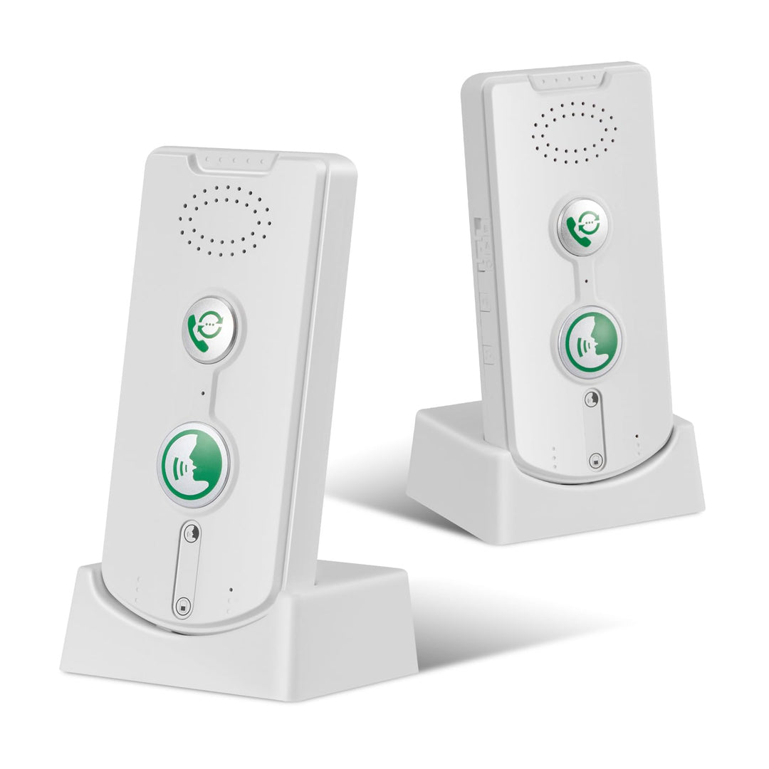 Drahtlose Hausnotruf Gegensprechanlage Set mit Vollduplex Gesprächsfunktion, Ein-Knopf Notruf, 500m