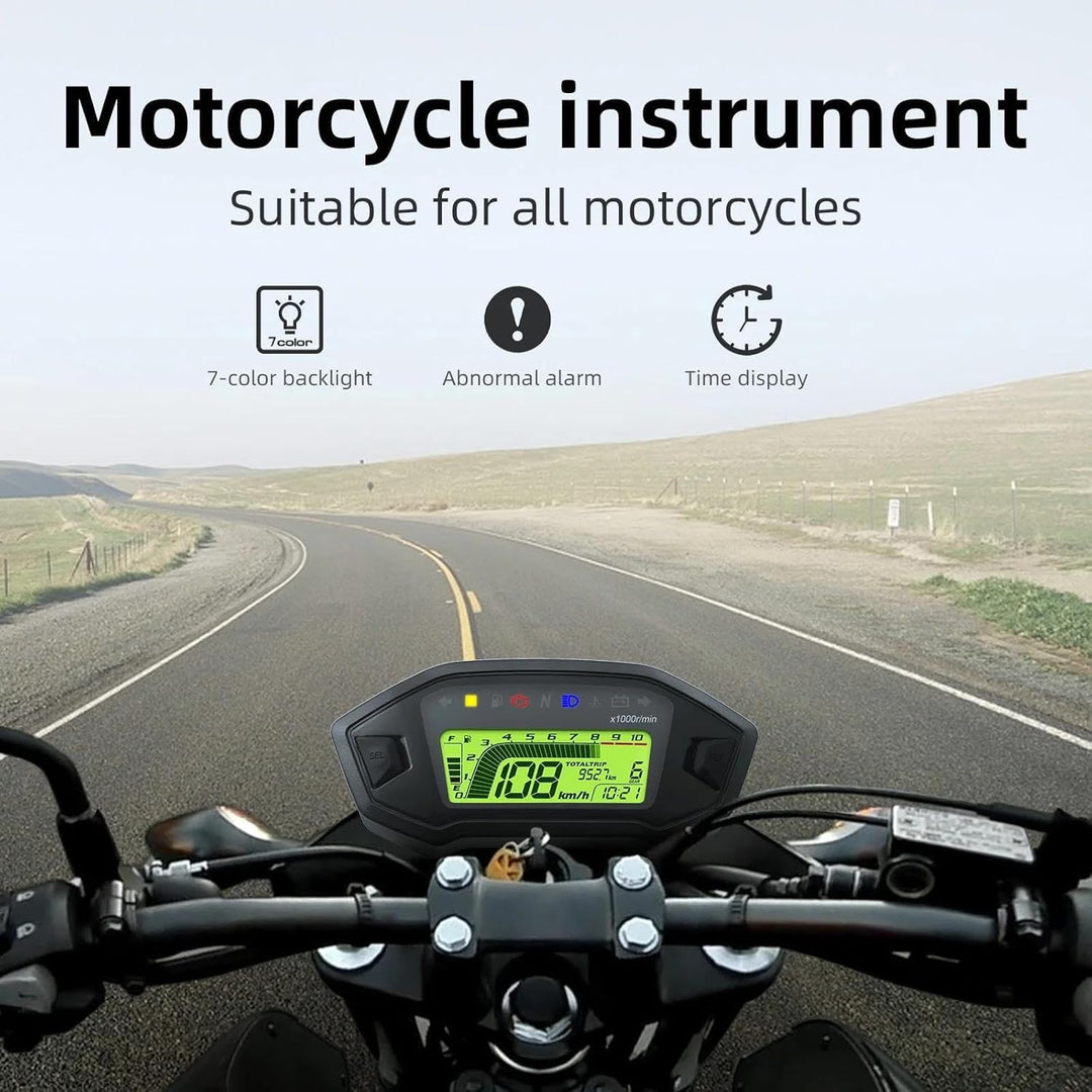 Geloo Motorrad Tachometer Tachometer, 13000 U/min Motorrad Messgerät LED Hintergrundbeleuchtung Digi