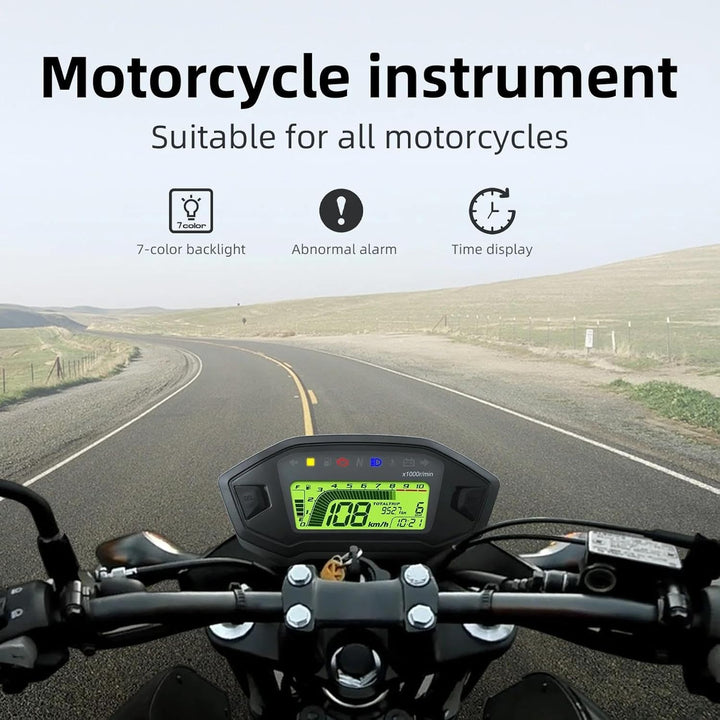 Geloo Motorrad Tachometer Tachometer, 13000 U/min Motorrad Messgerät LED Hintergrundbeleuchtung Digi