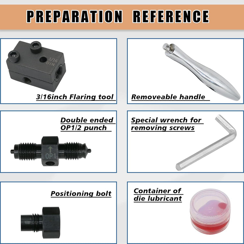 CHGJ DIN 3/16" bördelgerät bremsleitung, Hand Tube Flaring Tool für Auto Reparatur Bremsleitungen (4