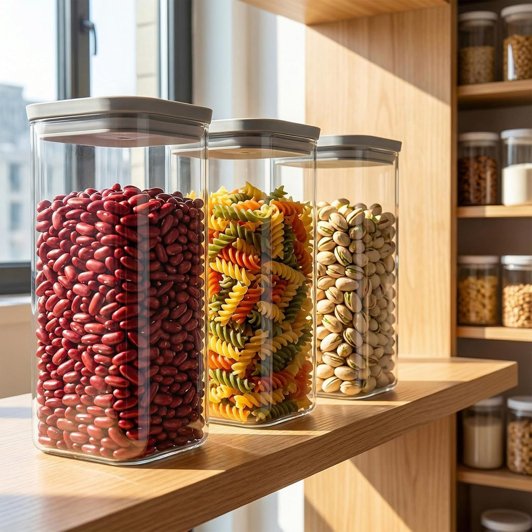 Luftdichtes Glas für Kaffeebohnen (2 Stück), Rechteckiges Vorratsglas mit Deckel, Insektensichere Gl