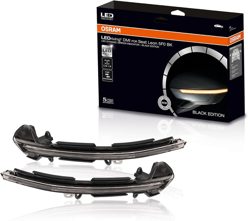 Osram LEDDMI 5F0 BK S LEDriving dynamischer LED Spiegelblinker - Black Edition, Set of 2 Black Editi