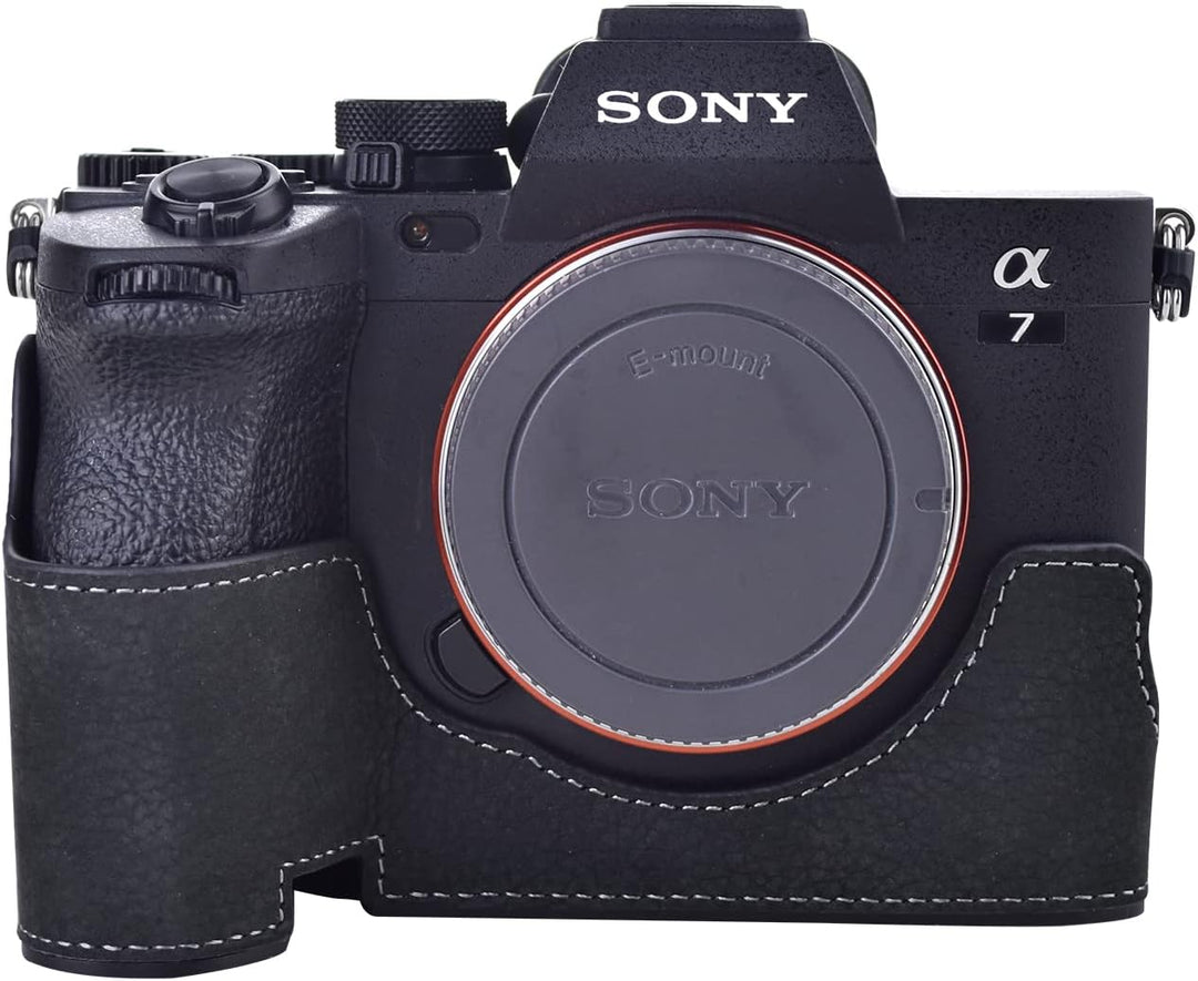 Rieibi Alpha 7 IV Kameratasche Echtleder Halbtasche für Sony a7 IV a7S III A1 Digitalkamera Schutzhü