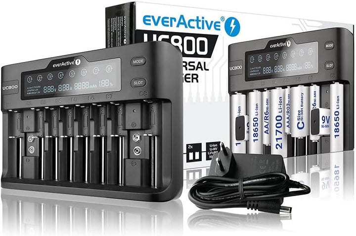 Charger for Cylindrical Li-ion and NI-MH Batteries everActive UC-800