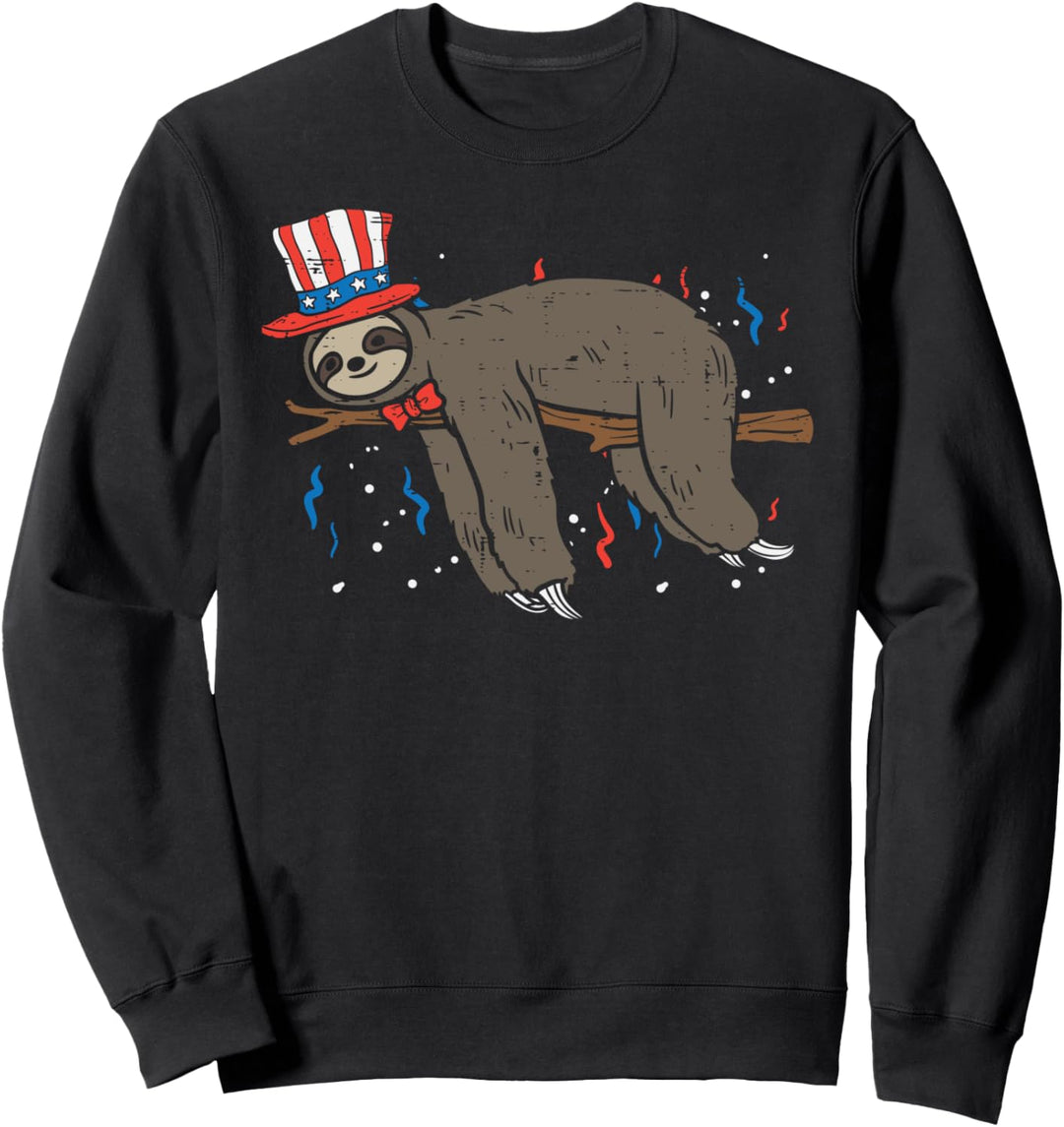 Sloth Lazy Day American Flag USA 4th Of July Fourth Animal Sweatshirt
