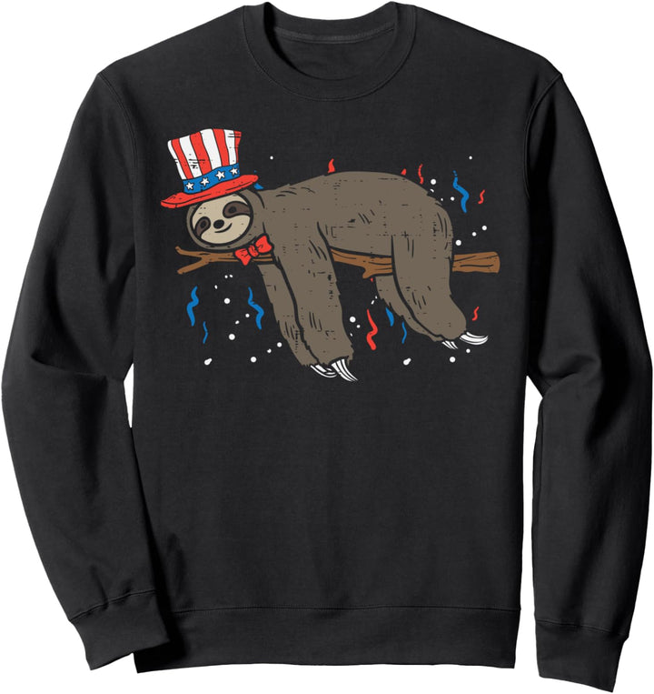 Sloth Lazy Day American Flag USA 4th Of July Fourth Animal Sweatshirt