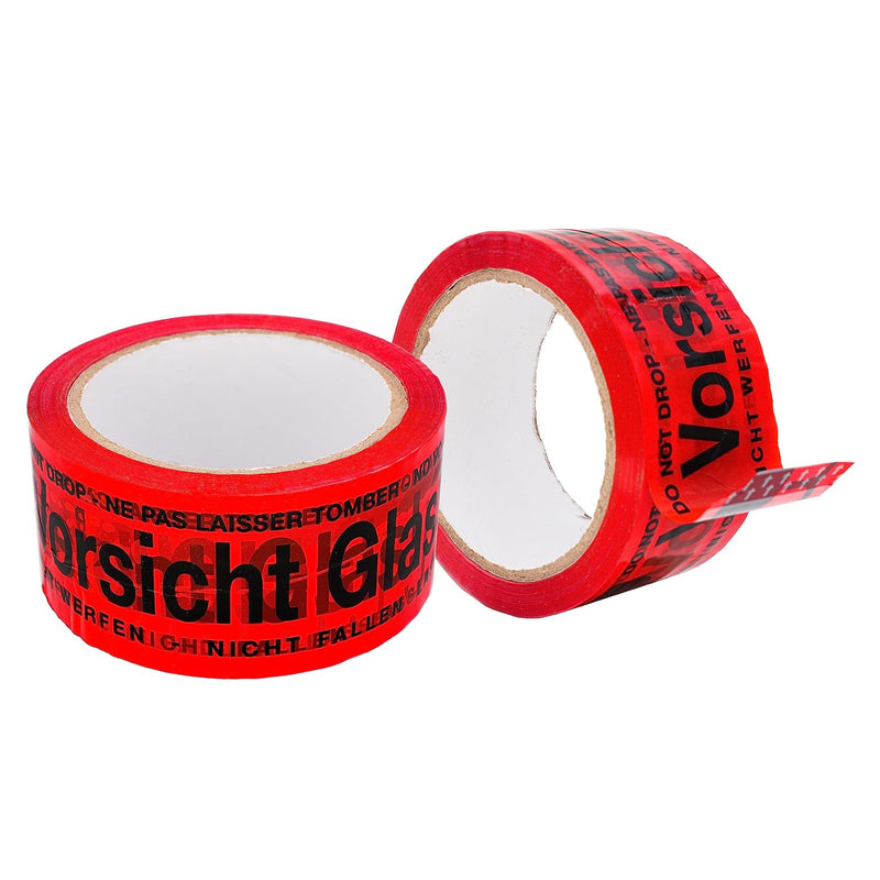 BIGtec 24 Rollen Paketklebeband Vorsicht Glas leise abrollend Klebeband Packband Paketband Verpackun