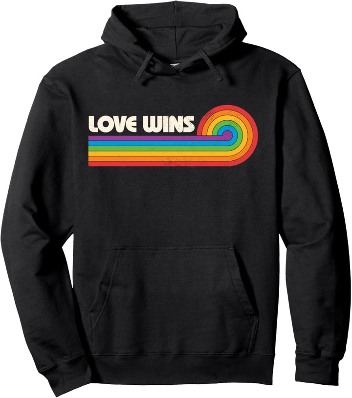 LGBTQ Love Wins Gay Pride LGBT Ally Rainbow Flag Vintage Pullover Hoodie