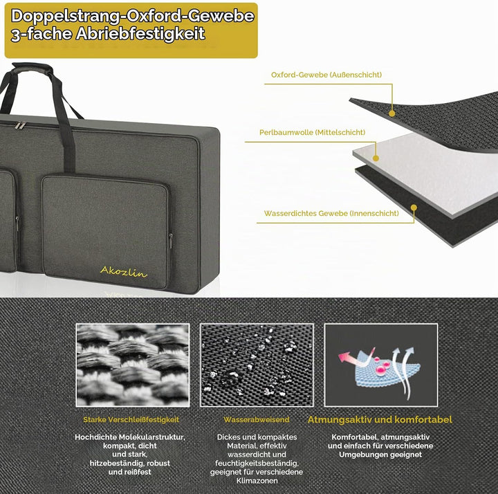 AKOZLIN 61-Tasten-Keyboardtasche, tragbar, robust, gepolstert, Gigbag, universell, wasserdicht, Oxfo