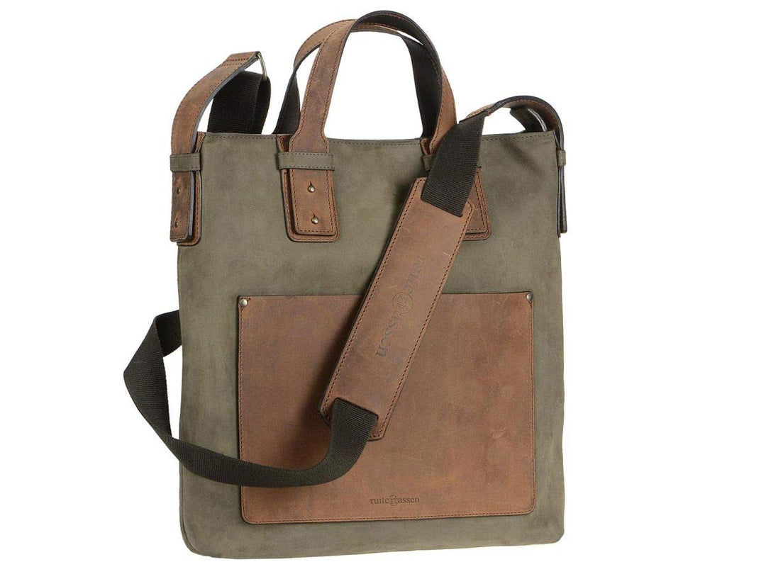 Ruitertassen Shopper Handtasche Umhängetasche Damen Herren Business Leisure Bag Leder Khaki braun